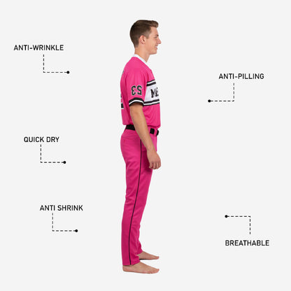 Personalized Hot Pink Youth Baseball Uniform - Custom Jersey & Pants Team Name Number