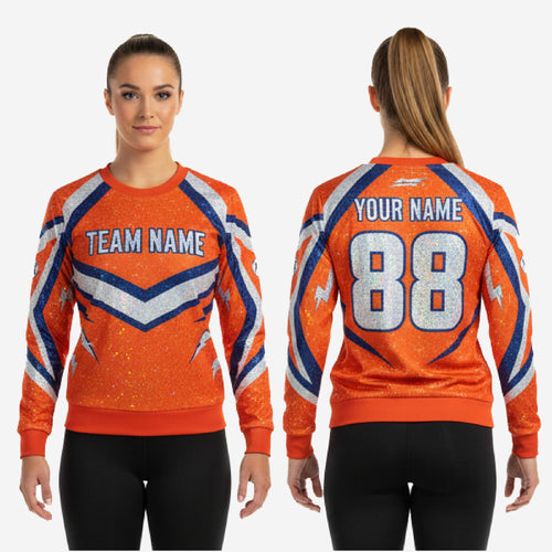 Custom Sublimated Cheerleading Jersey - Orange Long Sleeve Athletic Top