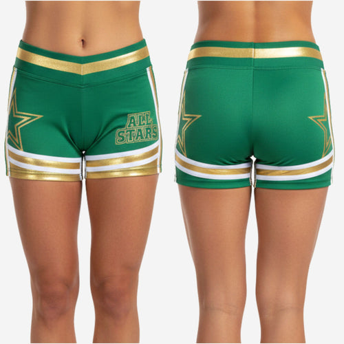 Custom Cheerleading Boy Cut Shorts - Competition Athletic Shorts in Green