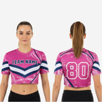Custom Sublimated Cheer Crop Top - Pink Marble Chevron Stripe Design