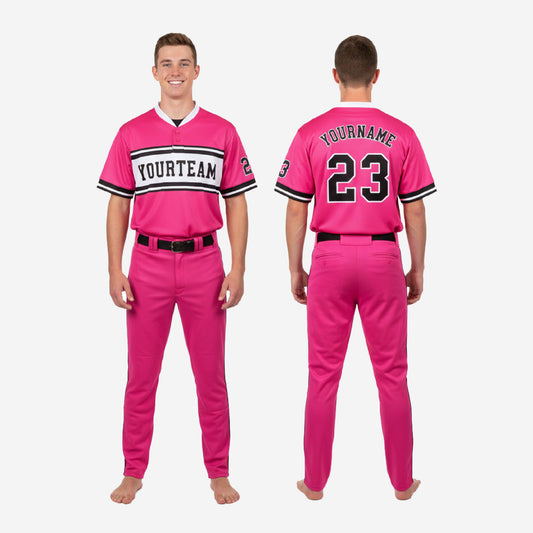 Personalized Hot Pink Youth Baseball Uniform - Custom Jersey & Pants Team Name Number