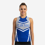 Sleeveless Cheer Shell Jersey in Blue & Silver - Youth & Adult Sublimation Printed Top