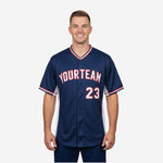 Custom Baseball Team Jersey in Navy - Full Button Custom Name & Number