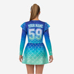 Youth & Adult Cheerleading Dress - Blue Green Gradient Team Uniform Set