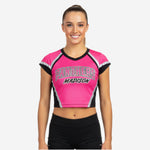 Custom Printed Cheerleading Crop Top in Pink - Short Sleeve