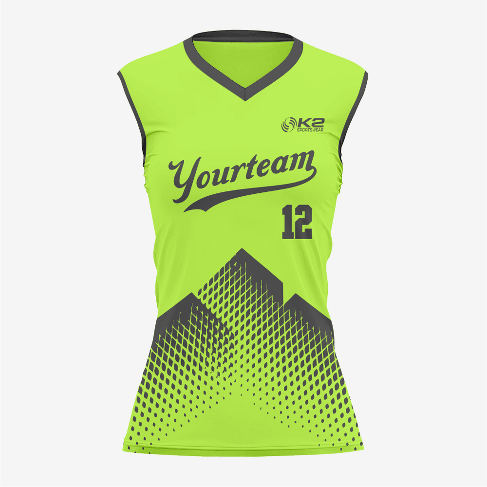Yellow Green Women’s Sleeveless V Neck Softball Jersey