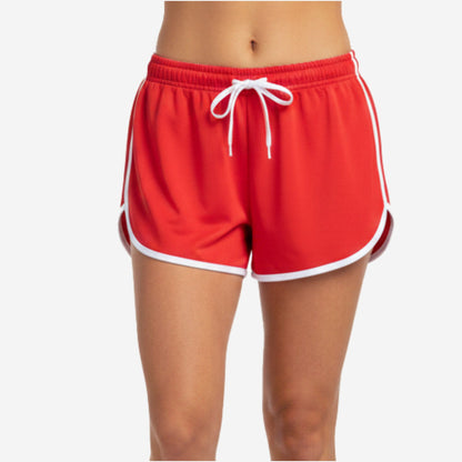 Custom Cheerleading Red Shorts - Athletic Practice Shorts with Drawstring