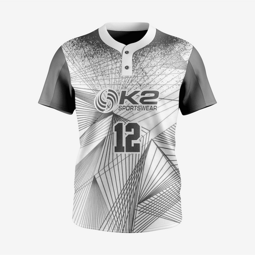 Men/Women Custom Softball 2 Button Uniform in Gray - K2 Sportswear | Custom Sports Uniforms & Apparels - K2 Sportswear