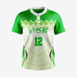 Men/Women Custom Softball 2 Button Jersey in Green - K2 Sportswear | Custom Sports Uniforms & Apparels - K2 Sportswear