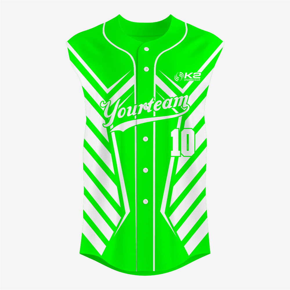 Personalized Electric Green Sleeveless Full Button Softball Jersey – Pro Fit