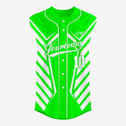 Personalized Electric Green Sleeveless Full Button Softball Jersey – Pro Fit - K2 Sportswear | Custom Sports Uniforms & Apparels - K2 Sportswear