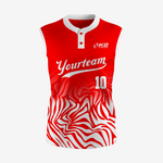 Custom 2-Button Sleeveless Softball Jersey – Red for Your Team - K2 Sportswear | Custom Sports Uniforms & Apparels - K2 Sportswear