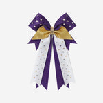 Custom Cheerleading Bow in Purple - Rhinestone Hair Bow Ponytail Holder