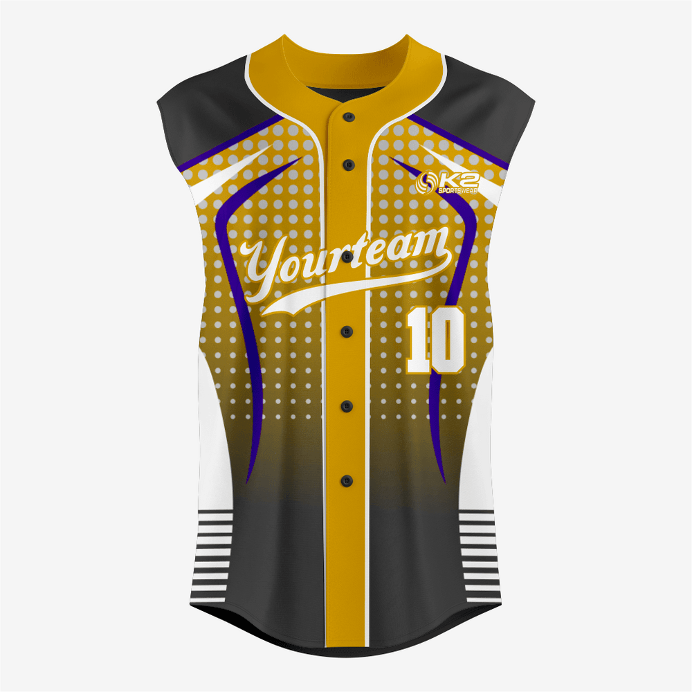 Custom Black/Gold Sleeveless Full Button Softball Jersey – Pro Fit