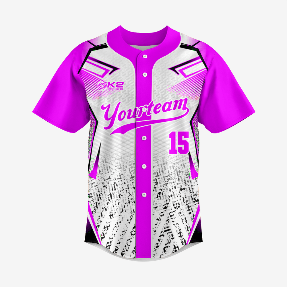 Customized Softball Full Button Jersey in Purple