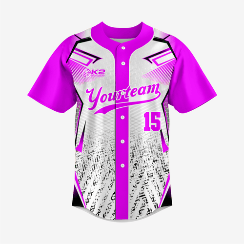 Customized Softball Full Button Jersey in Purple - K2 Sportswear | Custom Sports Uniforms & Apparels - K2 Sportswear