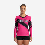 Custom Long Sleeve Cheerleading Jersey - Pink V-Neck Practice Jersey