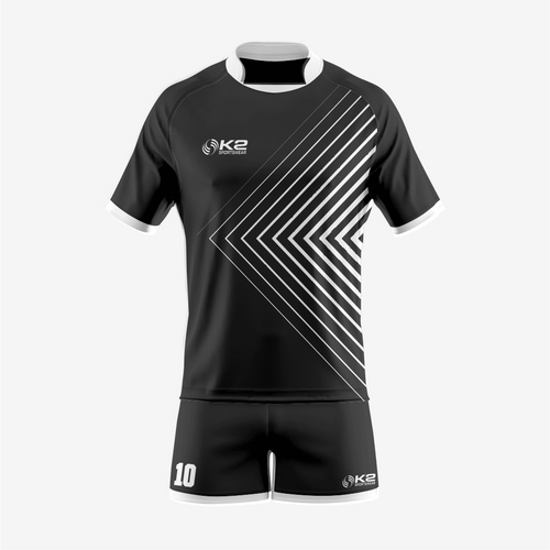 Customized Rugby Uniform Set in Black/White - K2 Sportswear | Custom Sports Uniforms & Apparels - K2 Sportswear
