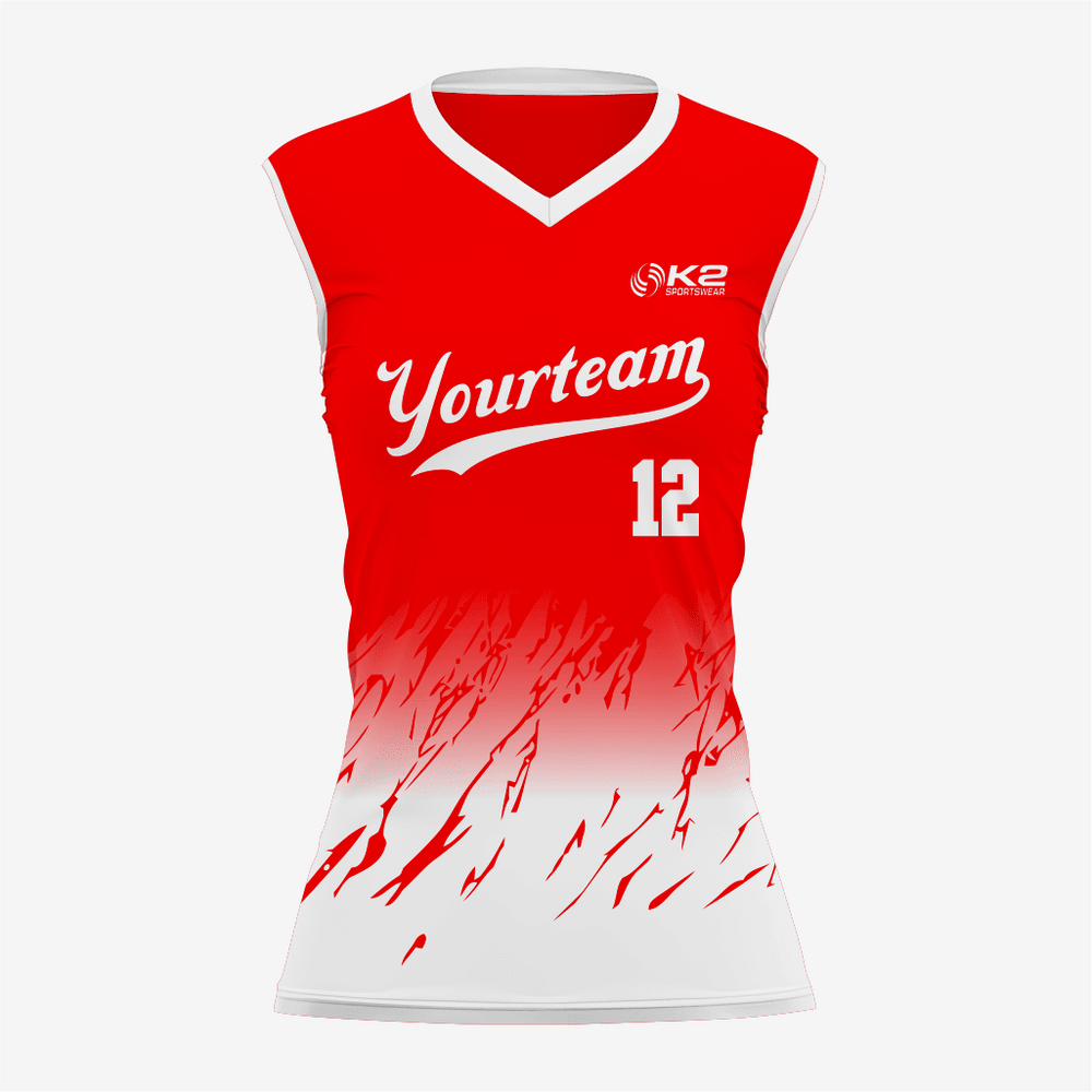 Maßgeschneidertes ärmelloses Softball-Trikot mit V-Ausschnitt – Rot