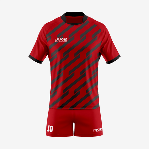 Personalized Rugby Jersey & Shorts Set in Dark Red - K2 Sportswear | Custom Sports Uniforms & Apparels - K2 Sportswear