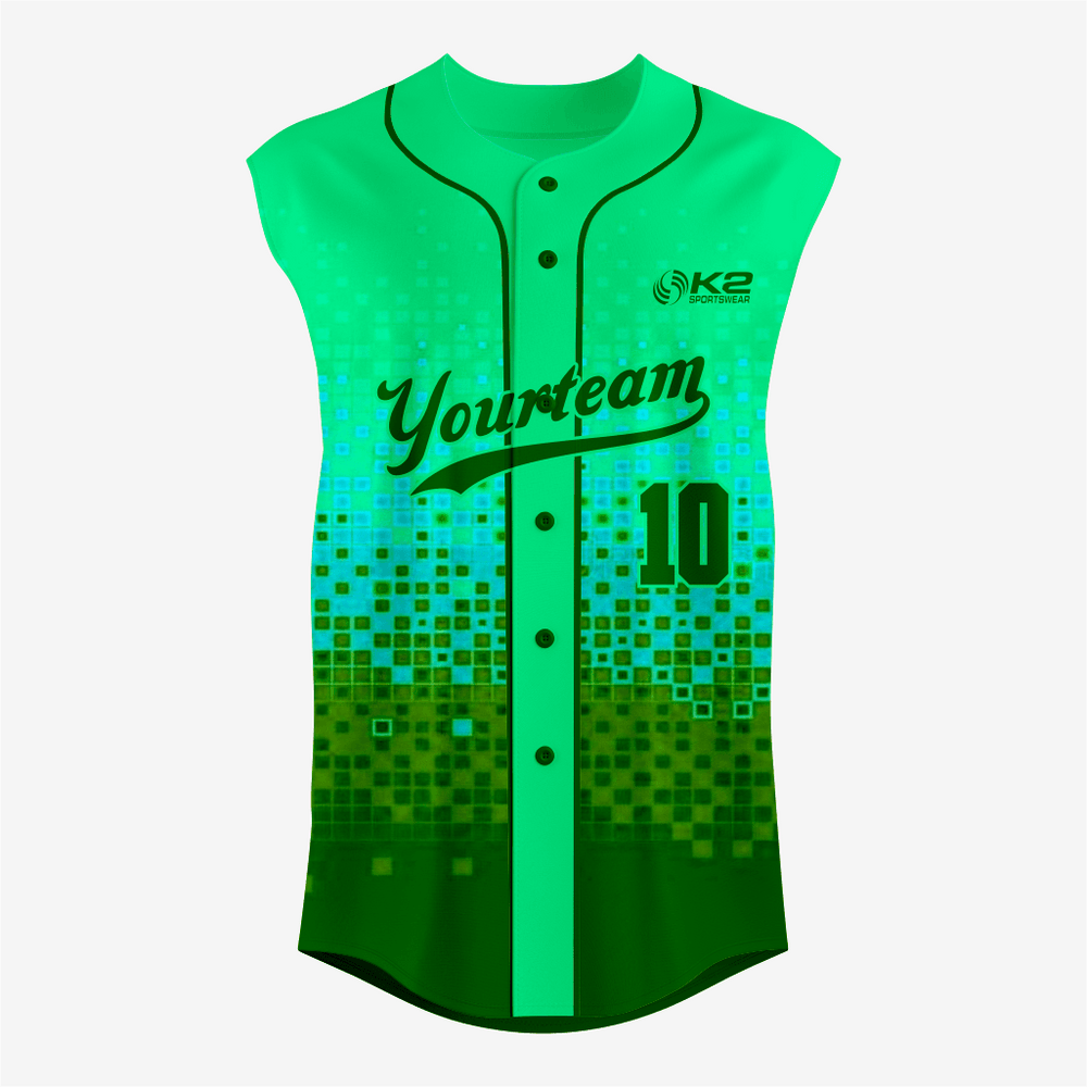 Custom Green Sleeveless Full Button Softball Jersey – Men/Women/Youth