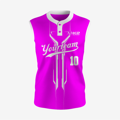 Premium Magenta Sleeveless Softball Jersey with 2 Buttons - K2 Sportswear | Custom Sports Uniforms & Apparels - K2 Sportswear