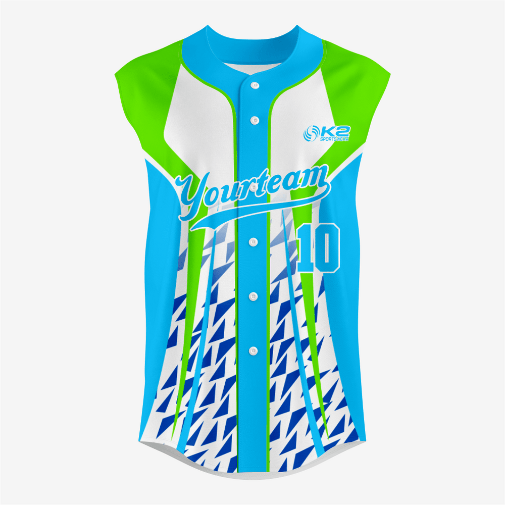 Custom Turquoise/Green Sleeveless Full Button Softball Jersey – Pro Fit