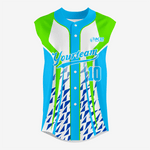 Custom Turquoise/Green Sleeveless Full Button Softball Jersey – Pro Fit - K2 Sportswear | Custom Sports Uniforms & Apparels - K2 Sportswear