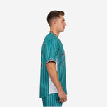 Custom Baseball Uniform Jersey - Pinstripe Full Button Sublimated Jersey in Teal Blue