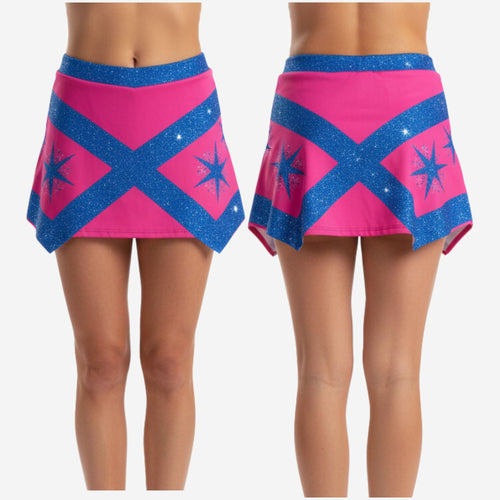 Custom Cheerleading A-Line Skirt - Asymmetric Hem Team Colors Athletic Skirt
