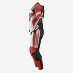 Custom Motorcycle One Piece Suit in Red & Black - Leather Racing Suit with CE Armor