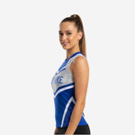 Sleeveless Cheer Shell Jersey in Blue & Silver - Youth & Adult Sublimation Printed Top