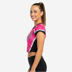 Custom Printed Cheerleading Crop Top in Pink - Short Sleeve