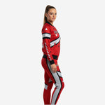 Custom Cheerleading Red Warmup Set - Bomber Jacket & Pants Team Name Design