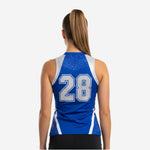 Sleeveless Cheer Shell Jersey in Blue & Silver - Youth & Adult Sublimation Printed Top