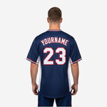 Custom Baseball Team Jersey in Navy - Full Button Custom Name & Number