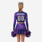 Custom Cheerleading Galaxy Uniform Set - Long Sleeve Crop Top & Skirt Design