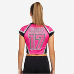 Custom Printed Cheerleading Crop Top in Pink - Short Sleeve