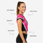 Custom Printed Cheerleading Crop Top in Pink - Short Sleeve