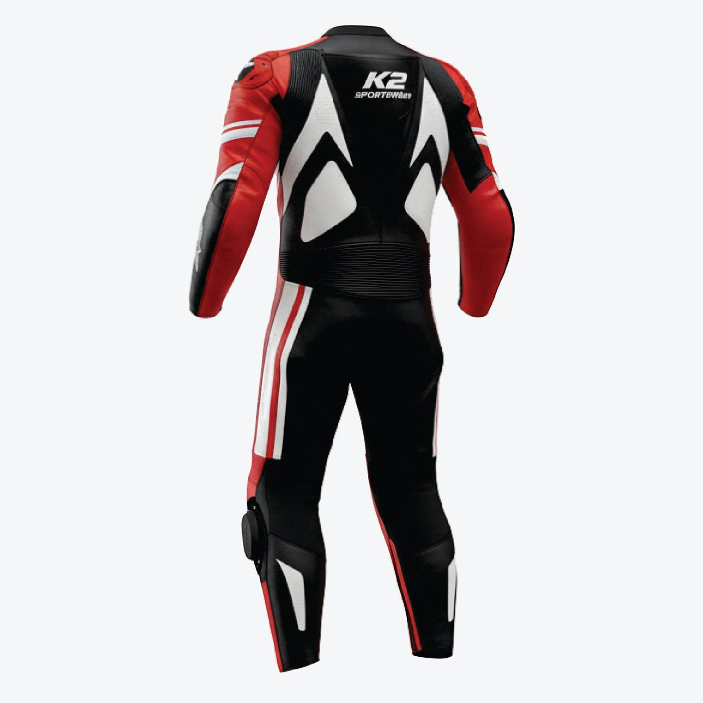 Custom Motorcycle One Piece Suit in Red & Black - Leather Racing Suit with CE Armor