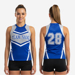 Sleeveless Cheer Shell Jersey in Blue & Silver - Youth & Adult Sublimation Printed Top