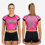 Custom Printed Cheerleading Crop Top in Pink - Short Sleeve