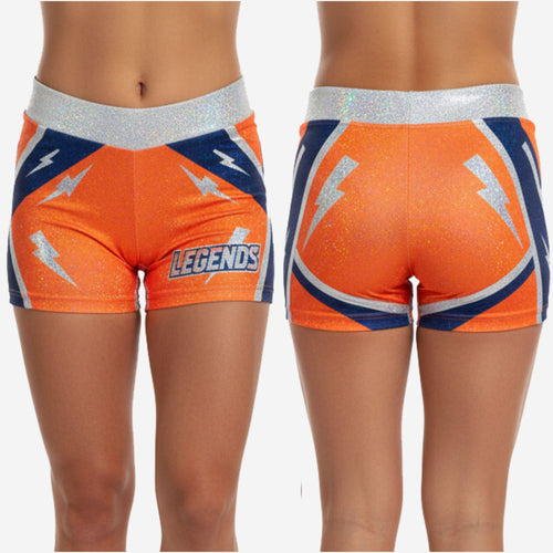 Custom Cheerleading Boy Cut Shorts - Competition Athletic Shorts in Orange
