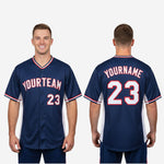 Custom Baseball Team Jersey in Navy - Full Button Custom Name & Number