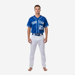 Custom Baseball Uniform in Blue - Full Button Jersey & Pants Team Name & Number Set