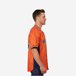 Custom Baseball Uniform Jersey - Youth & Adult Pinstripe Full Button Jersey in Orange