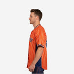 Custom Baseball Uniform Jersey - Youth & Adult Pinstripe Full Button Jersey in Orange