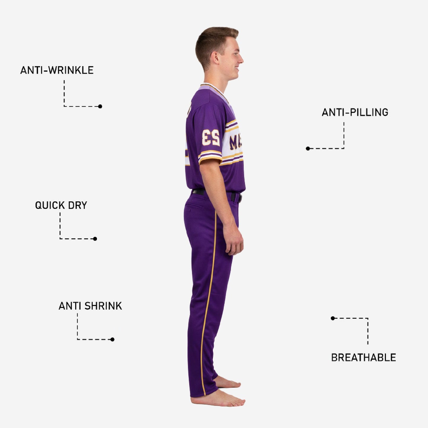 Personalized Youth Baseball Jersey & Pants - Custom Team Uniform Set in Purple