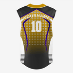 Custom Black/Gold Sleeveless Full Button Softball Jersey – Pro Fit - K2 Sportswear | Custom Sports Uniforms & Apparels - K2 Sportswear