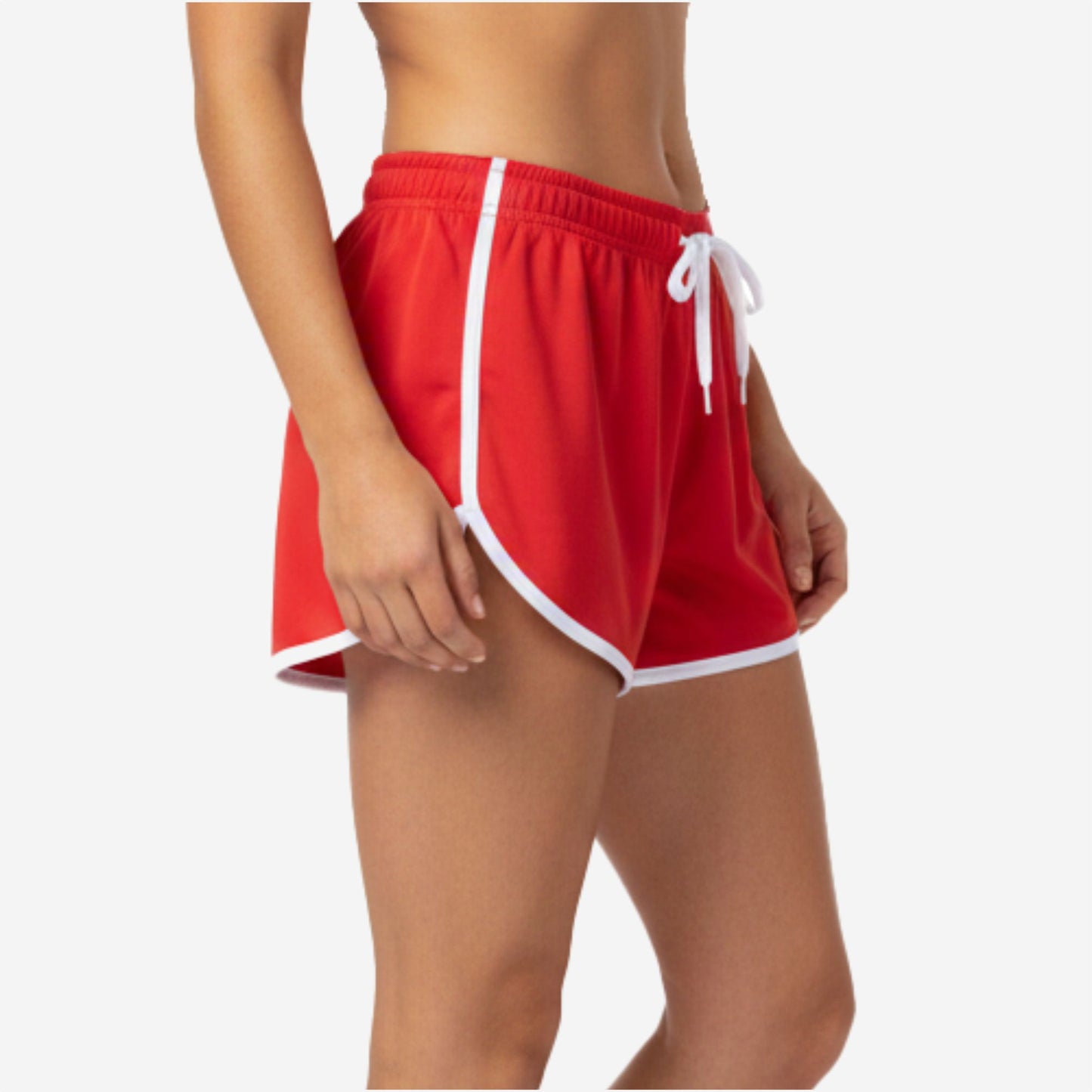 Custom Cheerleading Red Shorts - Athletic Practice Shorts with Drawstring